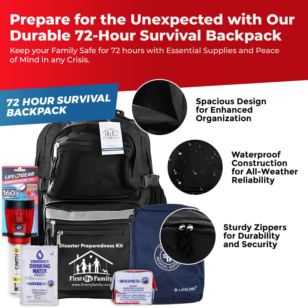 4-Person Emergency Survival Backpack – Complete Disaster Preparedness Kit for Natural Disasters