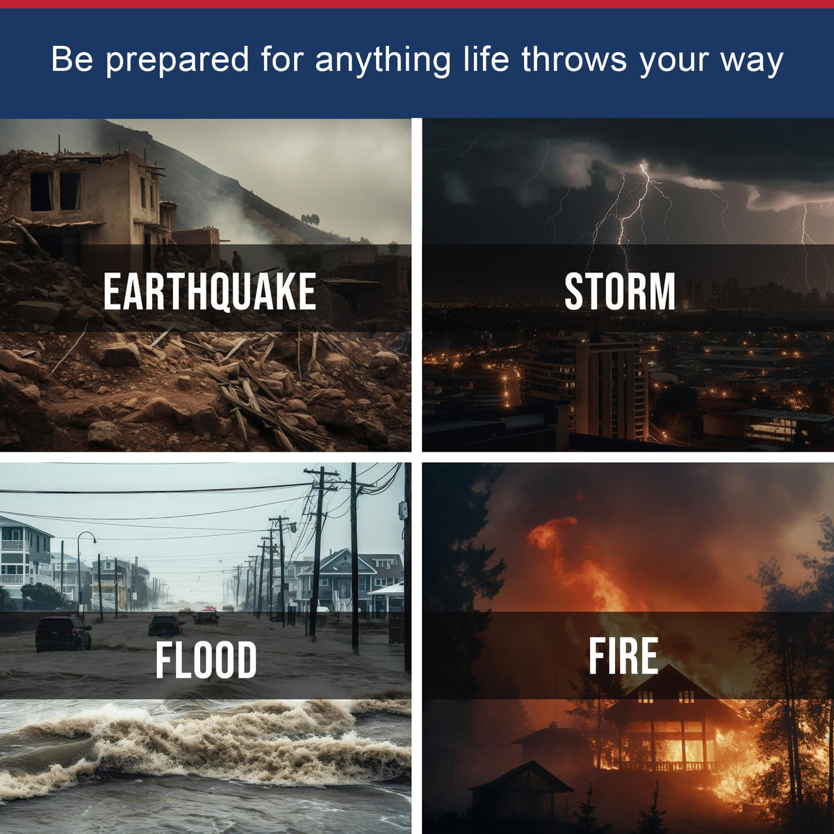 First My Family 4-Person 72-Hour Disaster Preparedness Kit – Emergency Survival Kit with Food, Water & First Aid