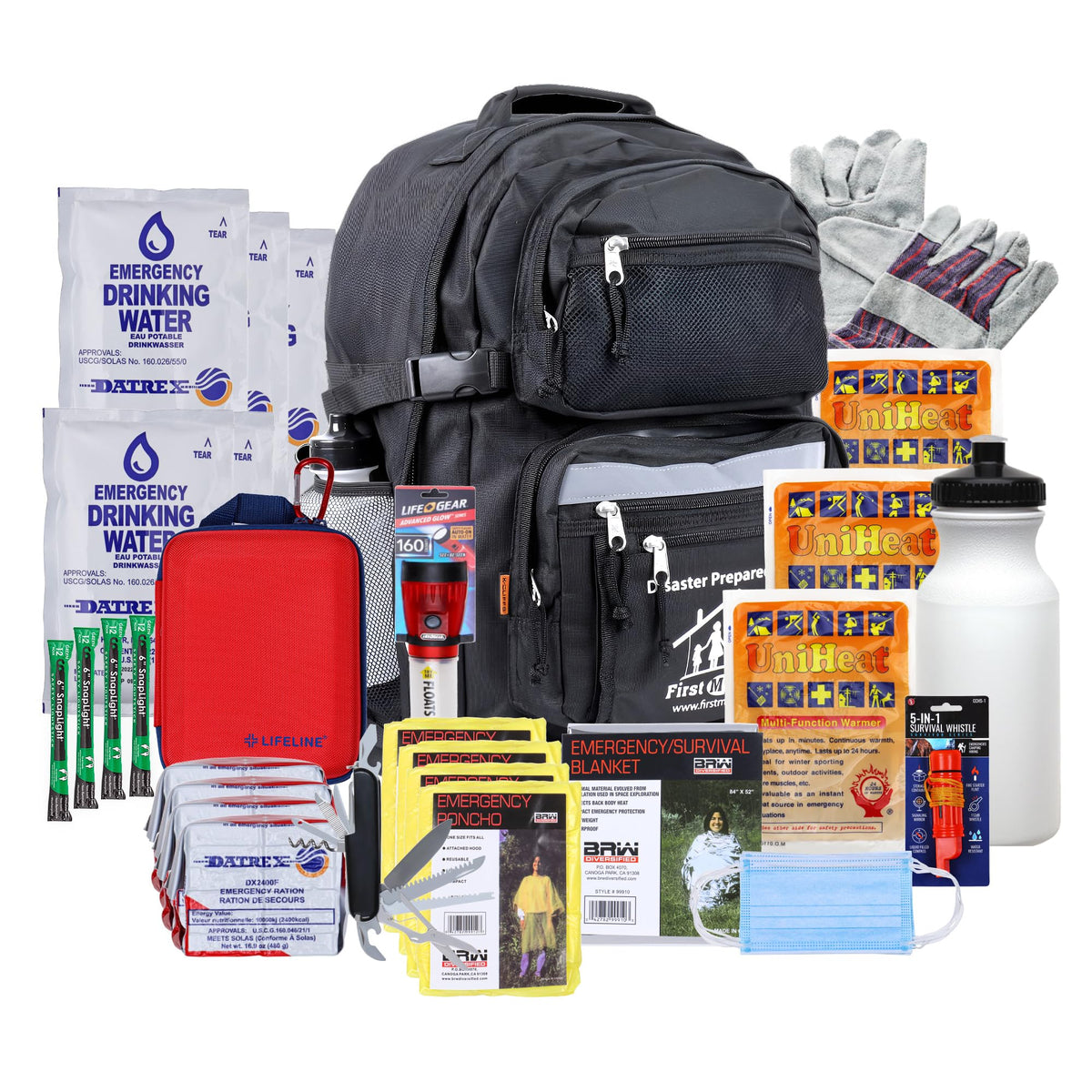 First My Family 4-Person 72-Hour Disaster Preparedness Kit – Emergency Survival Kit with Food, Water & First Aid