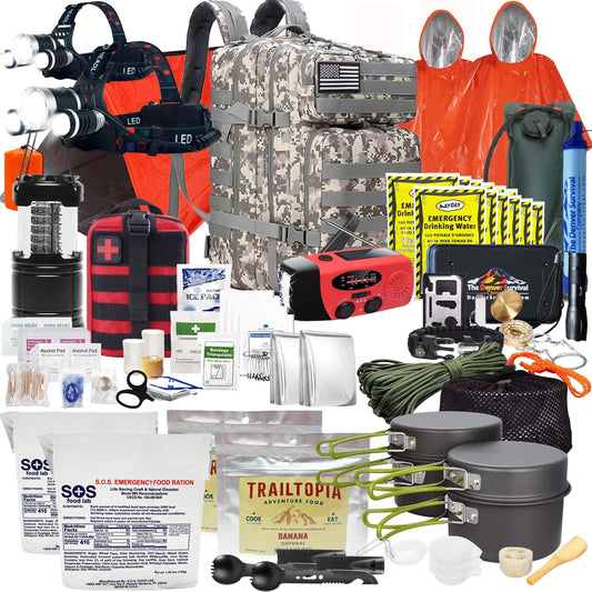 Denver 2024 Premium 72-Hour Bug Out Survival Backpack Kit – Camo Edition with Walkie Talkies