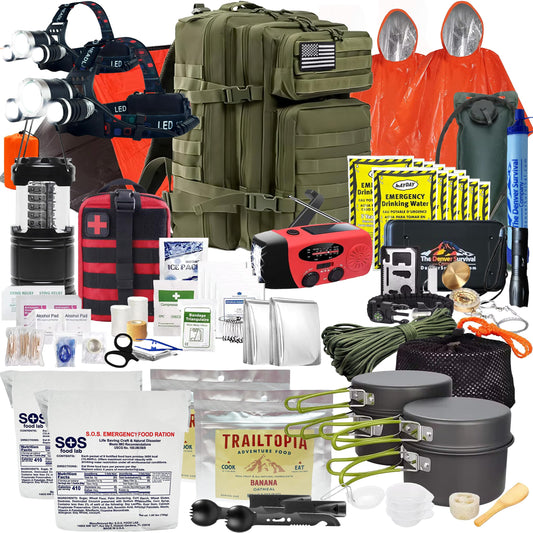 Denver Premium 72-Hour Emergency Survival Go Bag – Green Edition for 2 People